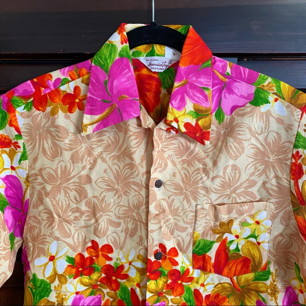 VTG HI-DANDY BARKCLOTH HAWAIIAN ALOHA SHIRT ROCKABILLY HOT ROD TIKI 39” (36) S
